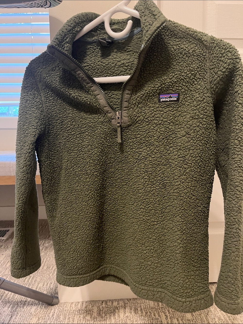 Patagonia Olive Green Sherpa Quarter-Zip Fleece Pullover